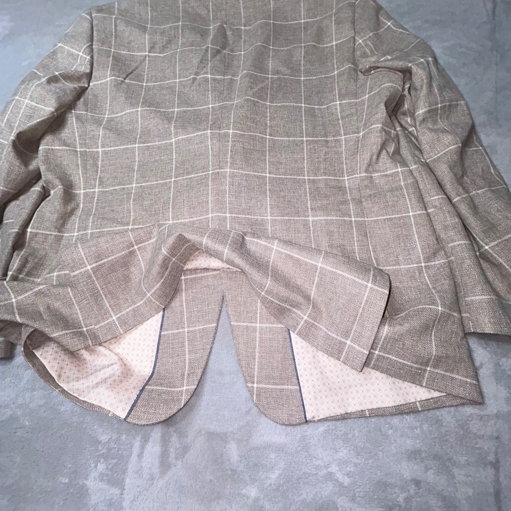 Crown & Ivy Blazer 46R Tan Windowpane Sport Coat Modern Fit Stretch NWT motion - Picture 9 of 16